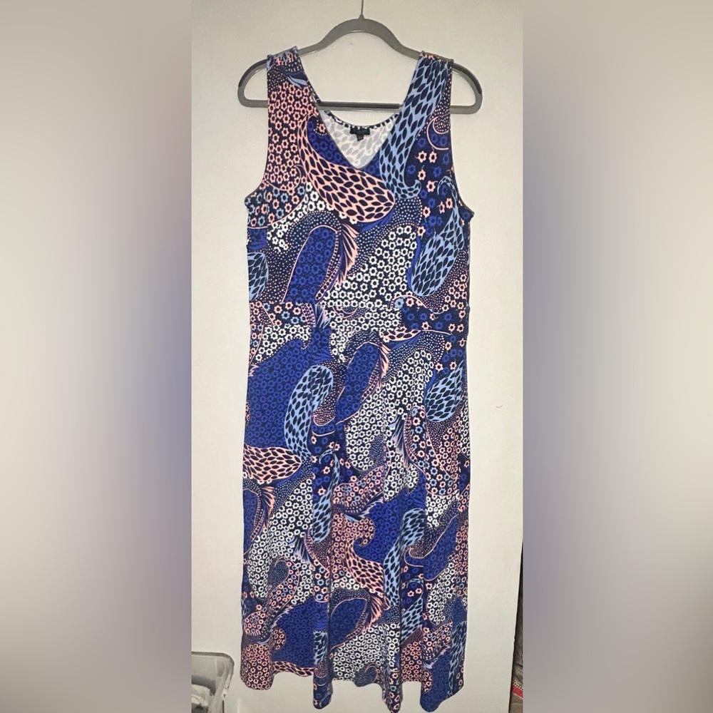 COPY - Talbots Maxi Dress Boho Minimalist Paisley Blue Like New! Size X